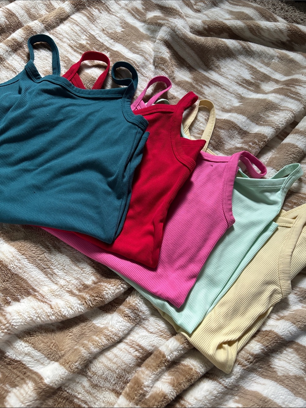 Women’s Ribbed Tank Top Bundle - Teal, Red, Pink, Mint, Yellow